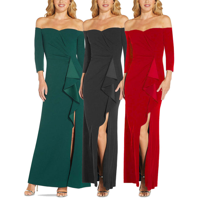Womens Evening Gown Off-shoulder Dress – Premium 0 | RICALOUX