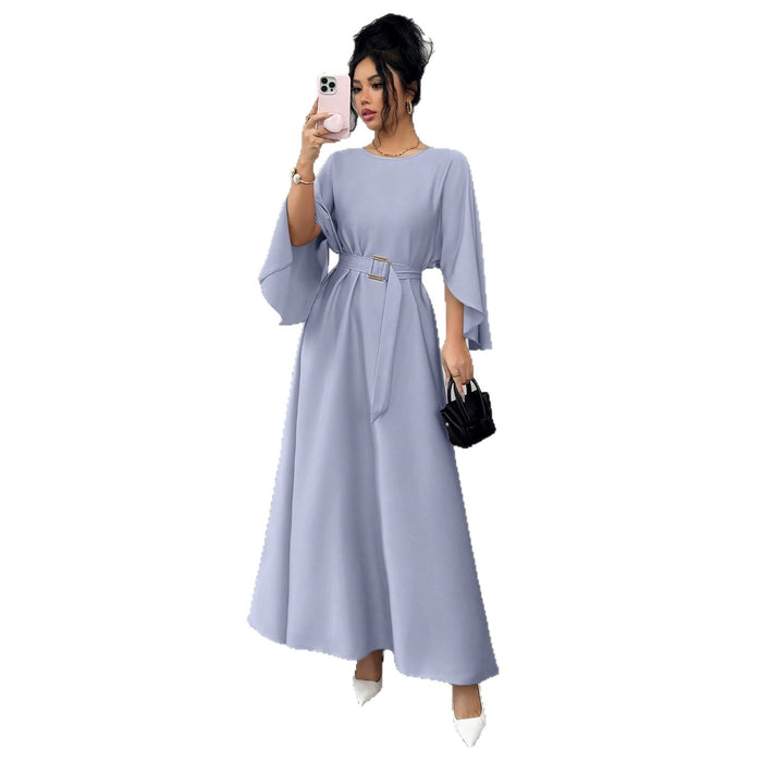 Womens Fashion Round-Neck Defined-Waistline Lace-Up Dress by Ricaloux