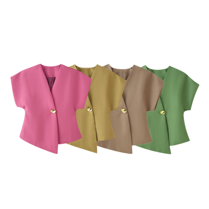 Womens Fashion Versatile Elegant Short-sleeve Blouse – Premium 0 | RICALOUX