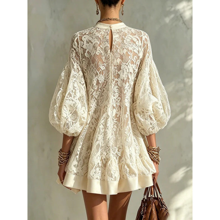 Womens Fashionable Casual Loose-fitting Lace Blouse by Ricaloux