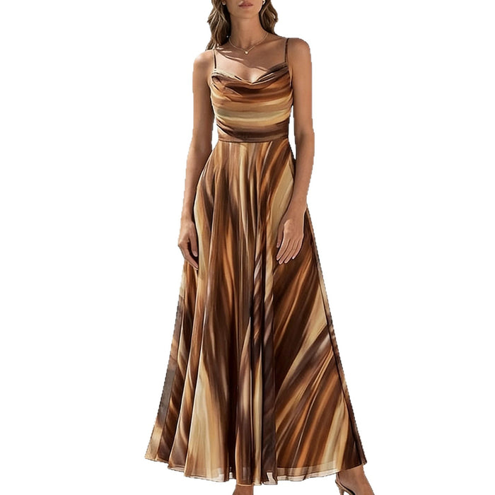 Womens Fashionable Printed Waist-cinching Strap Dress by Ricaloux