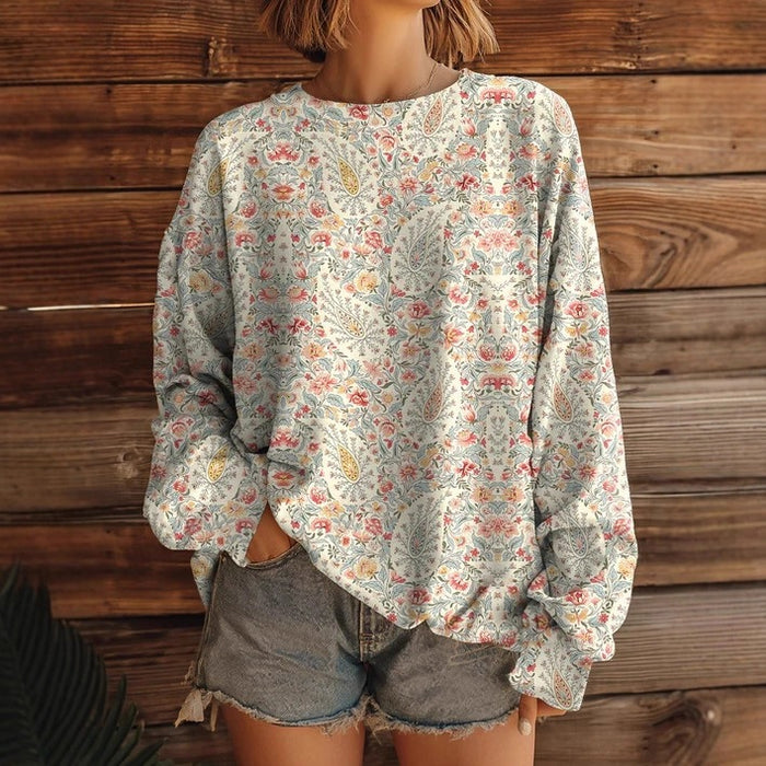 Womens Fashionable, Versatile Printed Crew-neck Sweatshirt – Premium 0 | RICALOUX