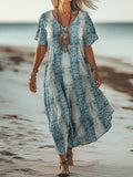 Womens Floral V-Neck Short-Sleeve Dress by Ricaloux