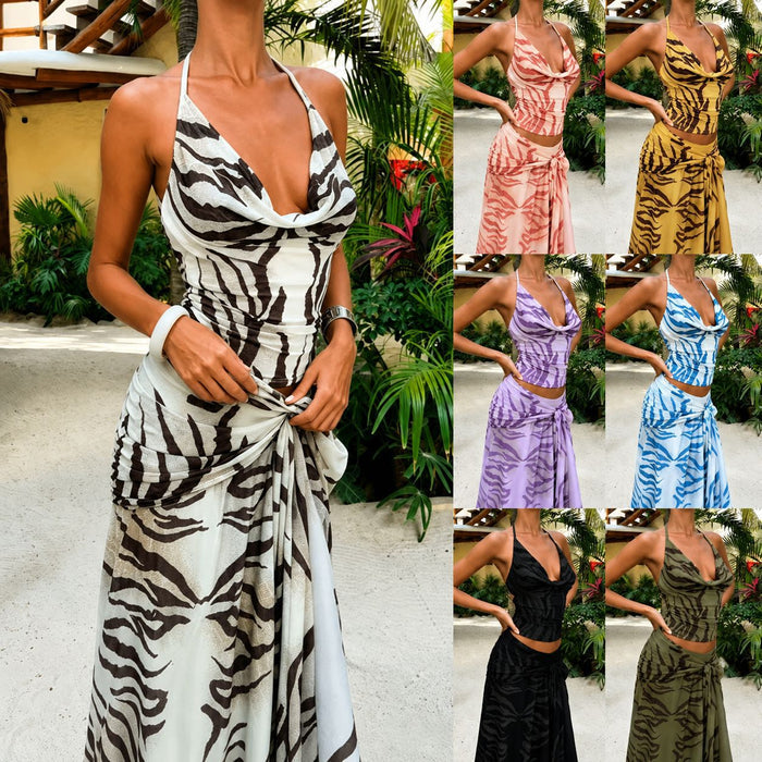 Womens Halter-top Blouse And Skirt Two-piece Set – Premium 0 | RICALOUX