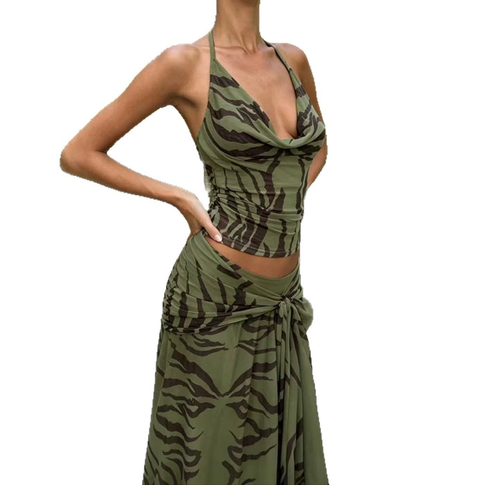 Womens Halter-top Blouse And Skirt Two-piece Set – Premium 0 | RICALOUX