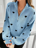 Womens Knitted Long-sleeve Sweater With A Heart-pattern Zipper – Premium 0 | RICALOUX