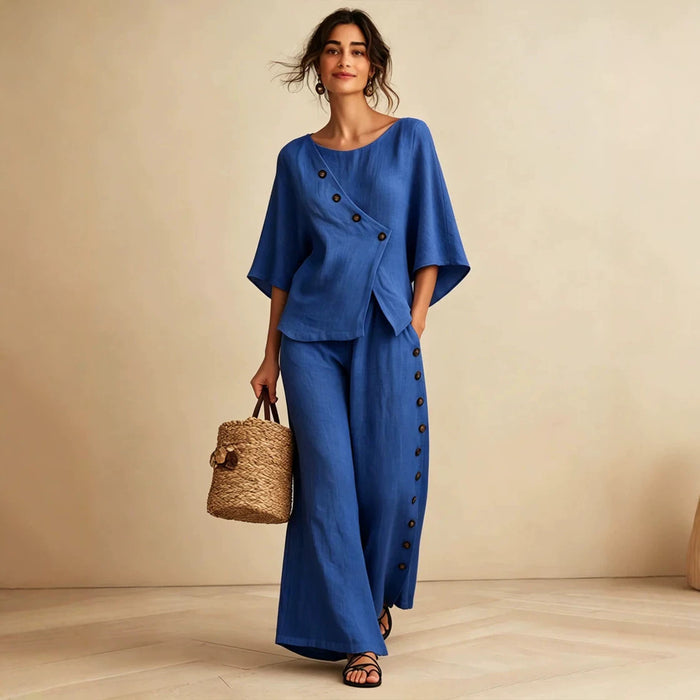 Womens Loose-fitting Straight-leg Casual Pants Set – Premium 0 | RICALOUX