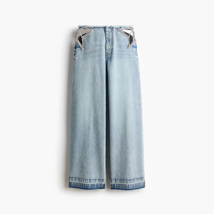 Womens Low-Waist Washed Straight-Leg Denim Jeans by Ricaloux