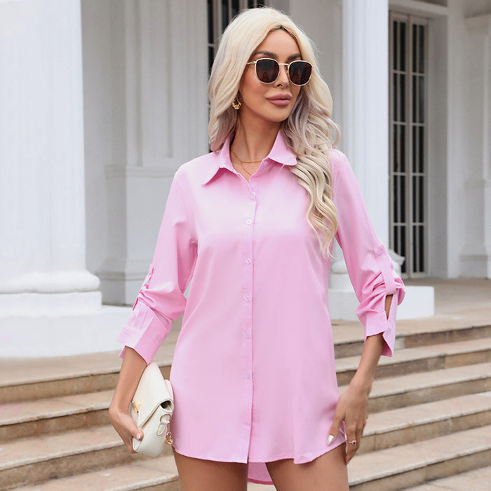 Womens Mid-length Loose-fit Chiffon Blouse by Ricaloux