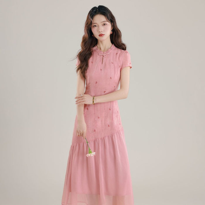 Womens New Chinese-Style Spliced Fake Two-Piece Dress by Ricaloux