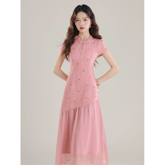 Womens New Chinese-Style Spliced Fake Two-Piece Dress by Ricaloux