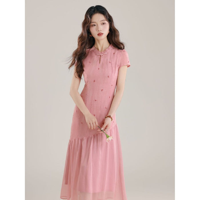 Womens New Chinese-Style Spliced Fake Two-Piece Dress by Ricaloux