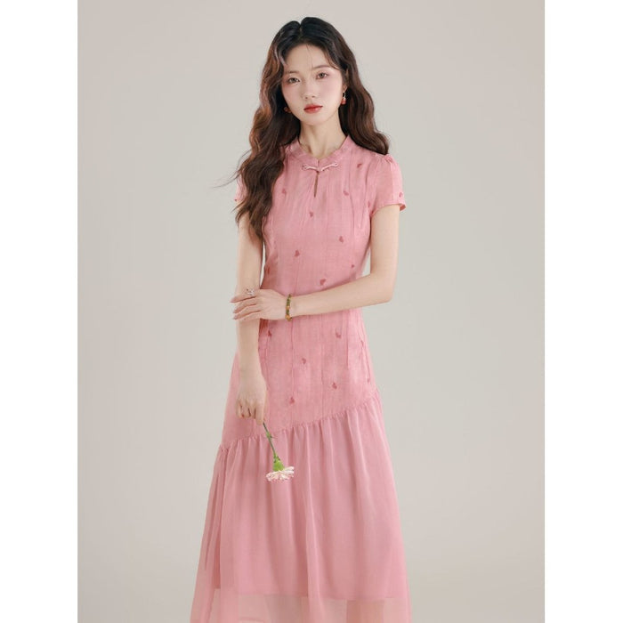 Womens New Chinese-Style Spliced Fake Two-Piece Dress by Ricaloux