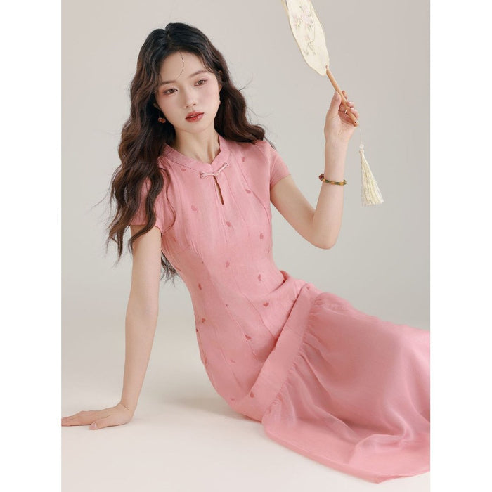 Womens New Chinese-Style Spliced Fake Two-Piece Dress by Ricaloux