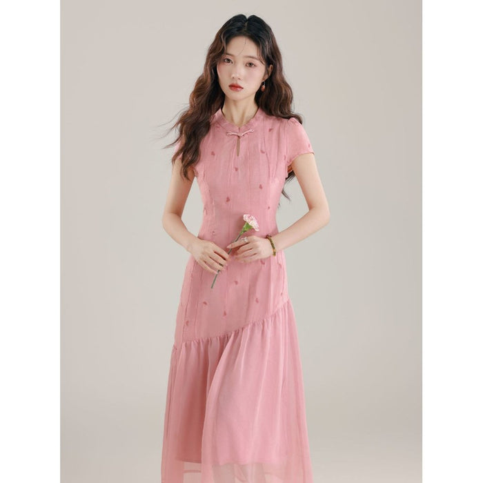 Womens New Chinese-Style Spliced Fake Two-Piece Dress by Ricaloux