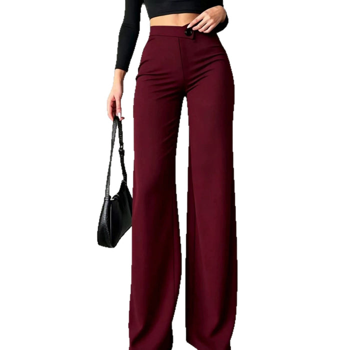 Womens New High-waisted Draping Straight-leg Minimalist Crossover Suit Pants by Ricaloux