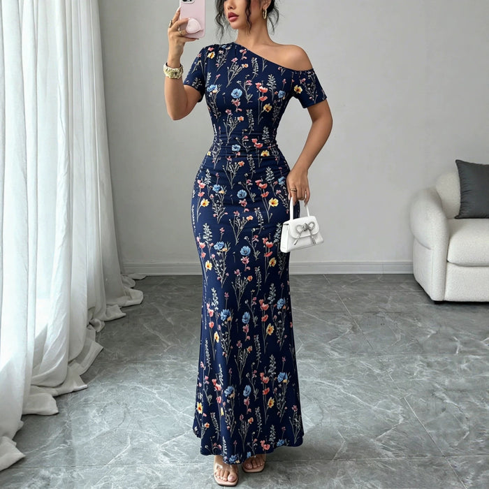 Womens Off-shoulder Floral Fishtail Dress by Ricaloux