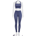 Womens Polka-dot Print Halter-neck Sexy Tube Top And Tight-fitting Trousers Two-piece Set by Ricaloux
