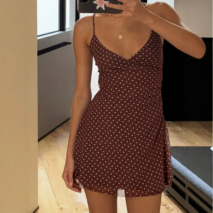 Womens Polka-dot Printed Back-tie Dress – Premium 0 | RICALOUX