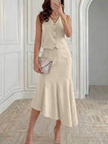 Womens Sleeveless Vest And Fishtail Skirt Set – Premium 0 | RICALOUX