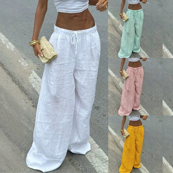 Womens Slim-fit Casual Loose-fitting Solid-color Trousers by Ricaloux