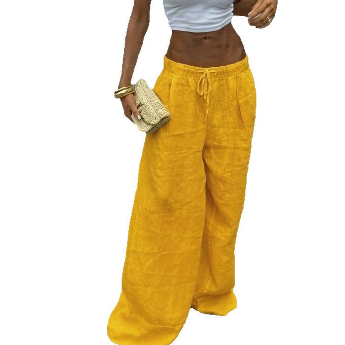 Womens Slim-fit Casual Loose-fitting Solid-color Trousers by Ricaloux