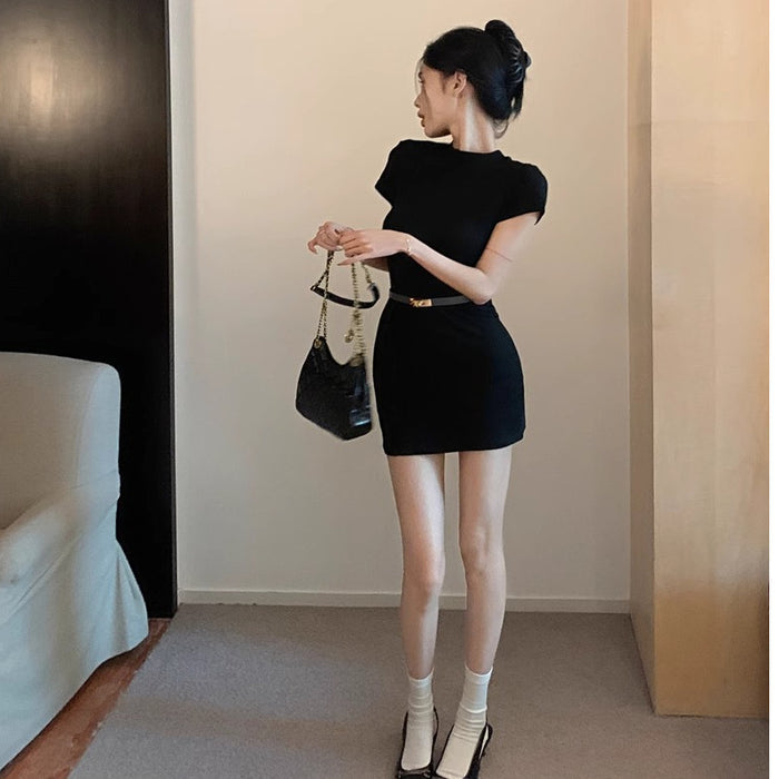 Womens Slim-fit Short Dress With A Half-high Neckline by Ricaloux