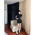 Womens Slim-fit Short Dress With A Half-high Neckline by Ricaloux