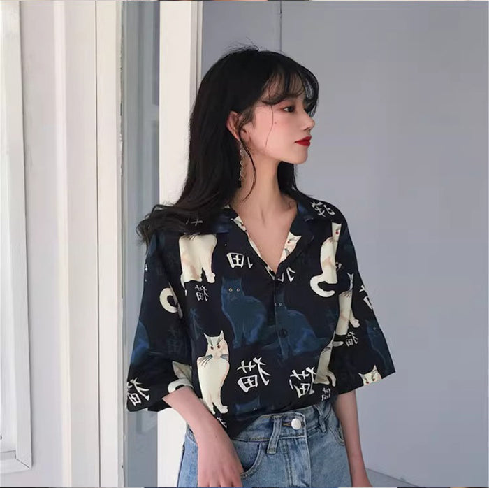 Womens Slimming Casual Floral Short-sleeve Top – Premium 0 | RICALOUX