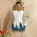 Womens Solid-color Double-layer Mesh Halter Tube Top Vest – Premium 0 | RICALOUX