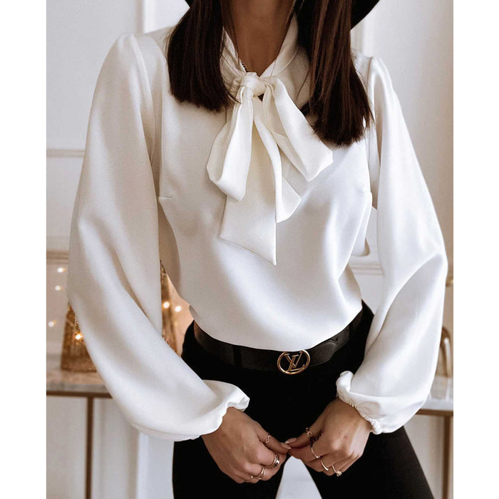 Womens Solid-Color Professional Stitched Collar Shirt by Ricaloux