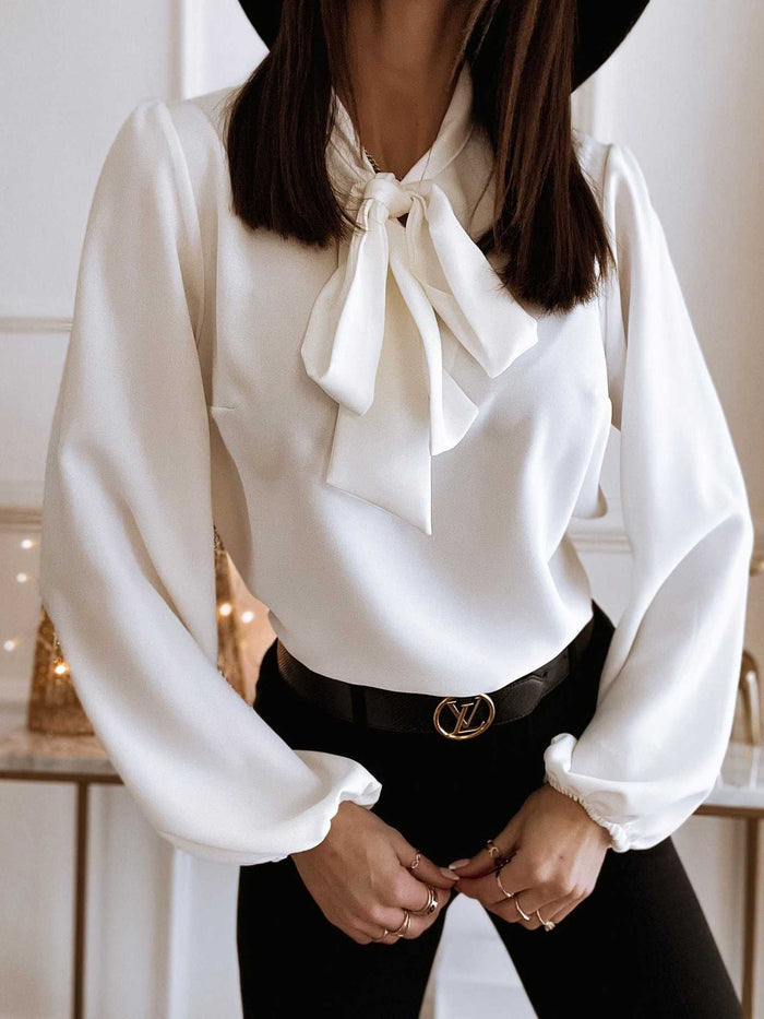 Womens Solid-Color Professional Stitched Collar Shirt by Ricaloux