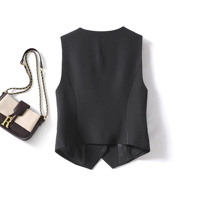 Womens Solid-color Versatile Blazer Vest by Ricaloux