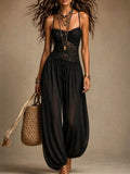 Women's Spaghetti Strap Jumpsuit - Casual Loose Fit Wide Leg Romper Comfortable Summer Fashion Outfit – Premium 0 | RICALOUX