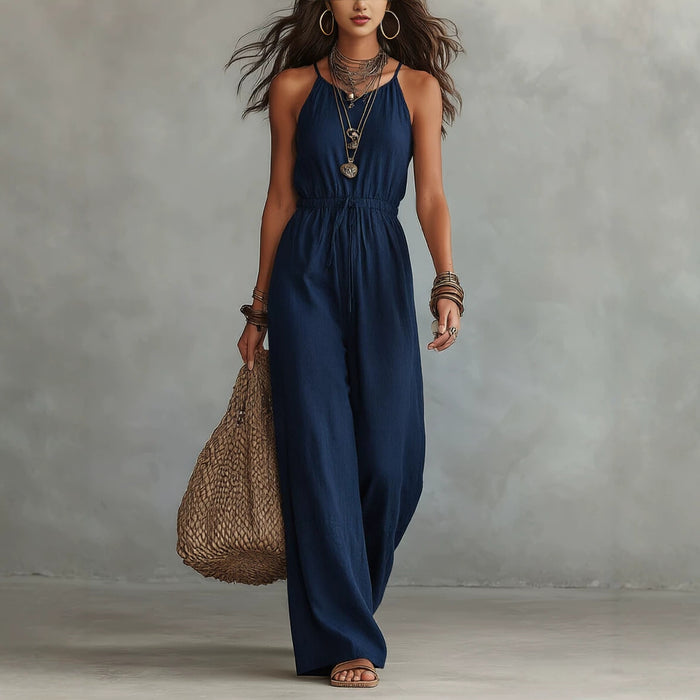 Womens Strap-style Loose-fit Wide-leg Casual Jumpsuit – Premium 0 | RICALOUX