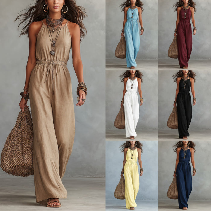 Womens Strap-style Loose-fit Wide-leg Casual Jumpsuit – Premium 0 | RICALOUX