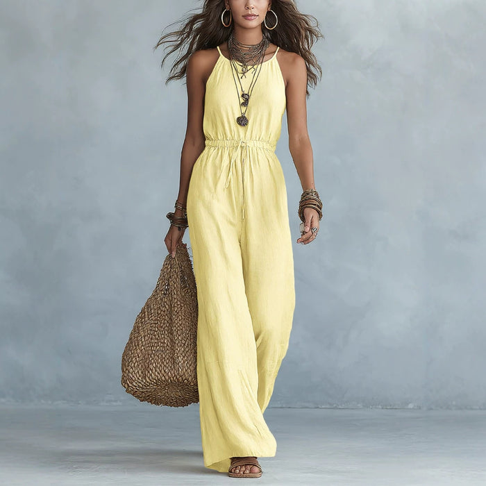 Womens Strap-style Loose-fit Wide-leg Casual Jumpsuit – Premium 0 | RICALOUX