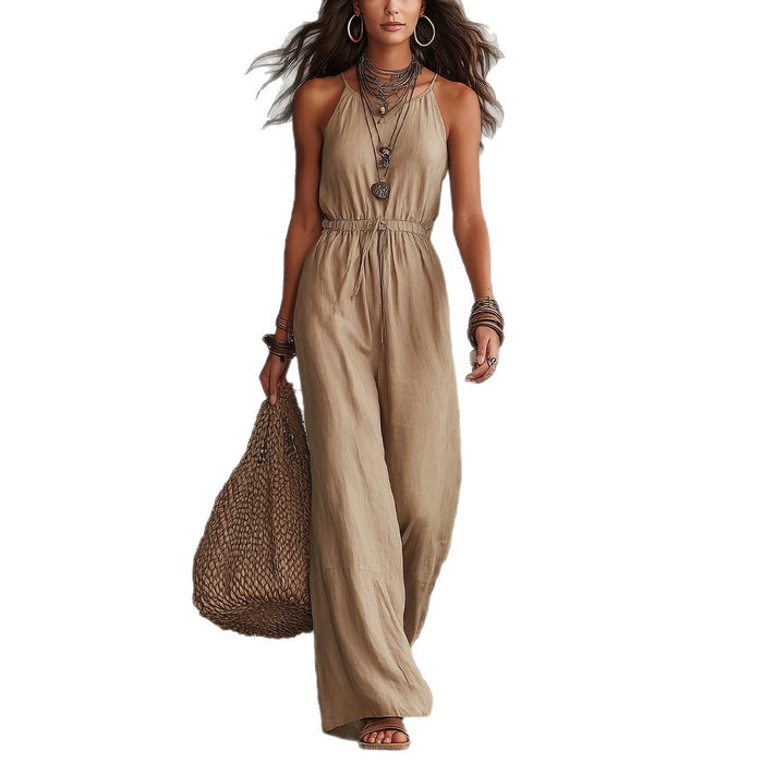 Womens Strap-style Loose-fit Wide-leg Casual Jumpsuit – Premium 0 | RICALOUX