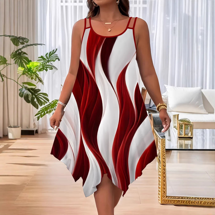 Womens Stylish Dress With A Flared Hem Dual Straps And A Random Print by Ricaloux