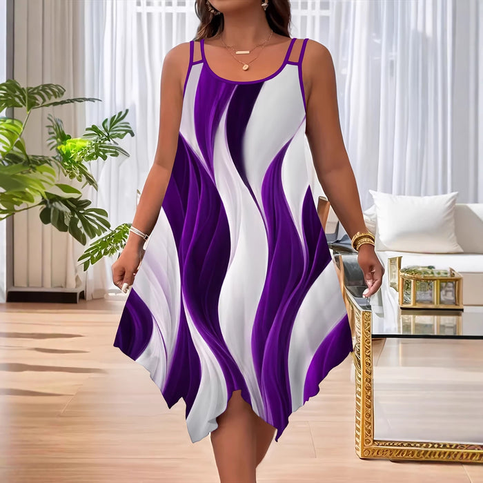 Womens Stylish Dress With A Flared Hem Dual Straps And A Random Print by Ricaloux