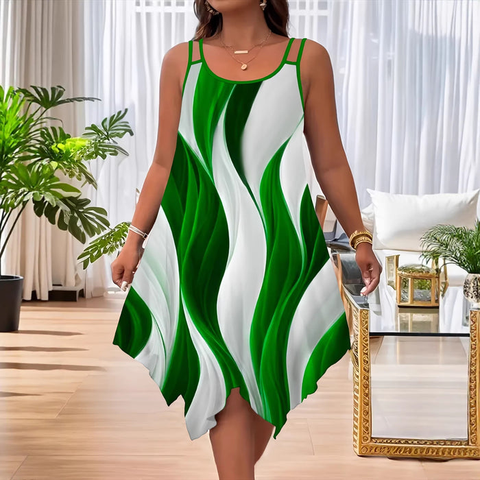 Womens Stylish Dress With A Flared Hem Dual Straps And A Random Print by Ricaloux