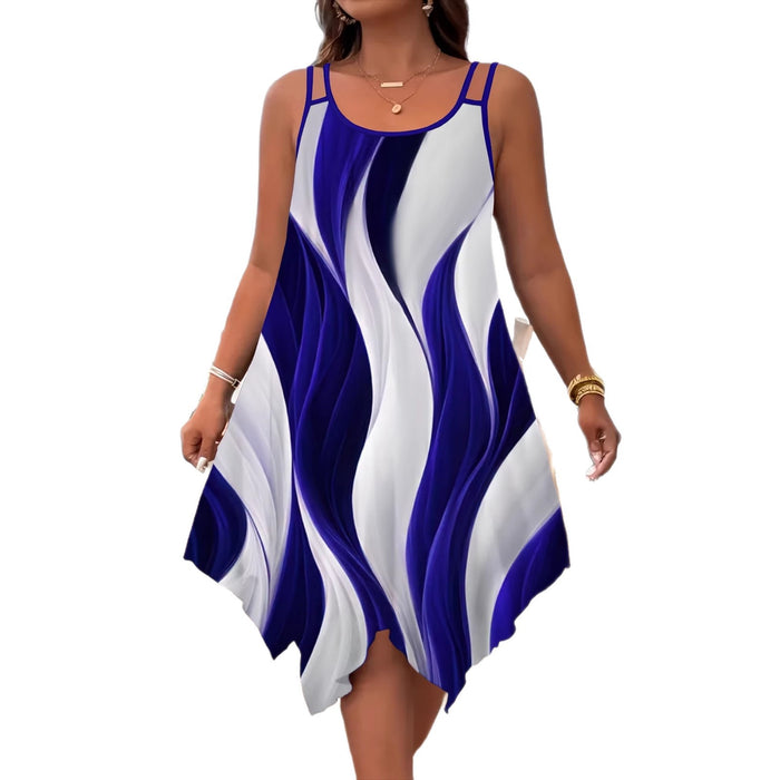 Womens Stylish Dress With A Flared Hem Dual Straps And A Random Print by Ricaloux