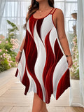 Womens Stylish Dress With A Flared Hem Dual Straps And A Random Print by Ricaloux