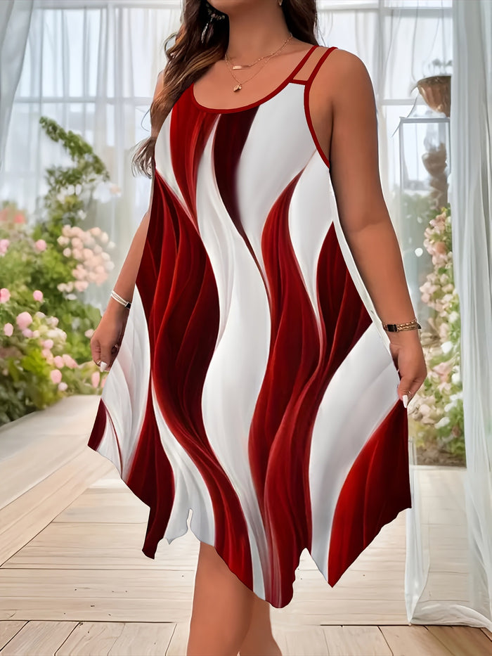 Womens Stylish Dress With A Flared Hem Dual Straps And A Random Print by Ricaloux