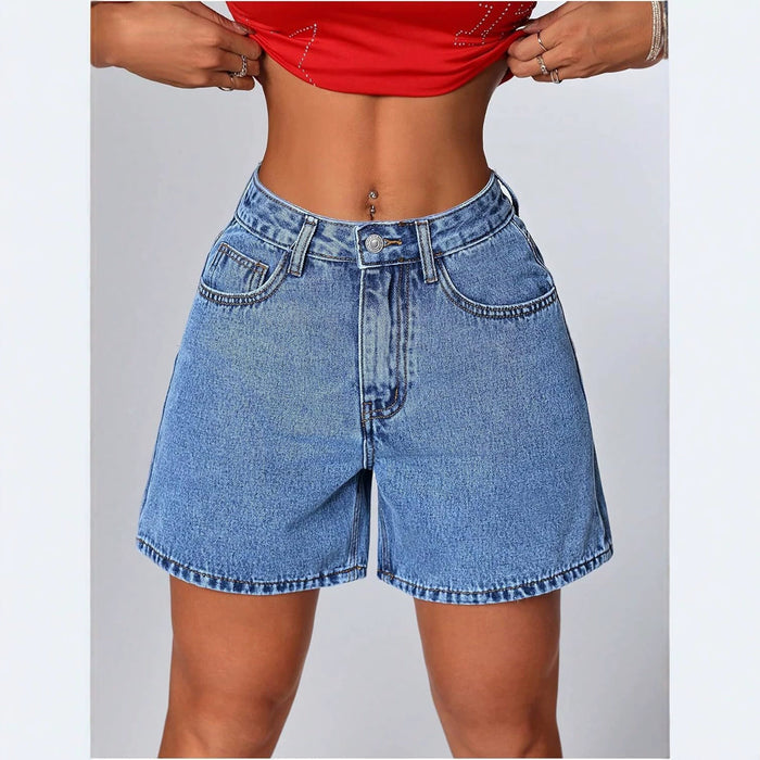 Womens Stylish Straight-leg Slim-fit Denim Shorts – Premium 0 | RICALOUX
