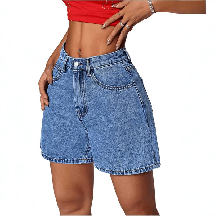 Womens Stylish Straight-leg Slim-fit Denim Shorts – Premium 0 | RICALOUX