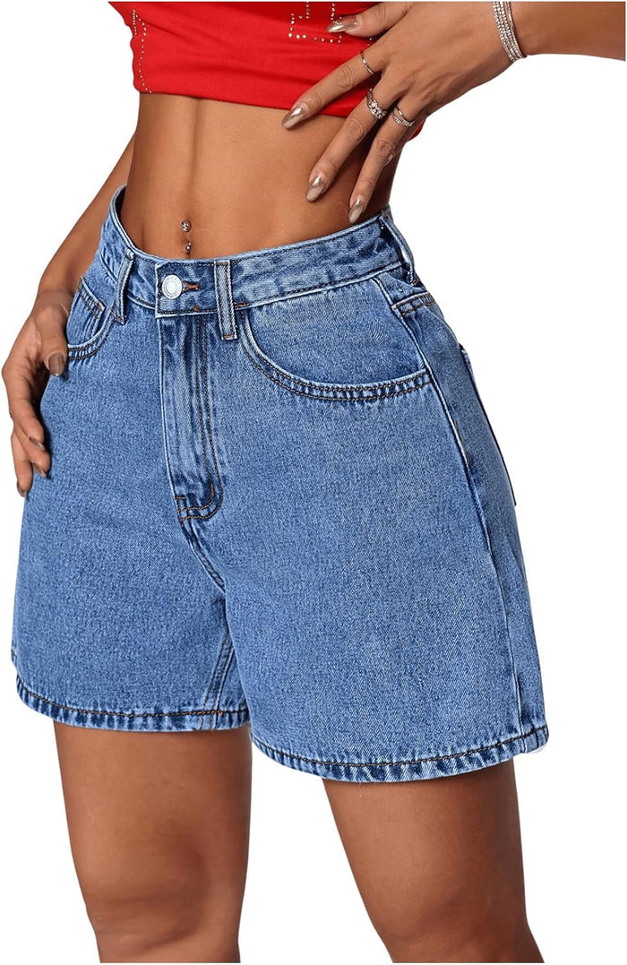 Womens Stylish Straight-leg Slim-fit Denim Shorts – Premium 0 | RICALOUX