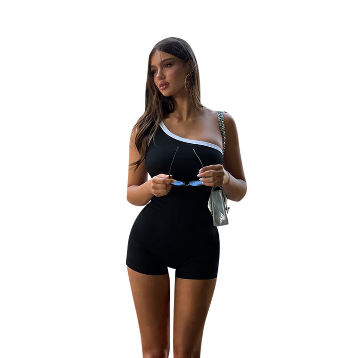 Womens Summer New Off-Shoulder Bodycon Jumpsuit Shorts by Ricaloux