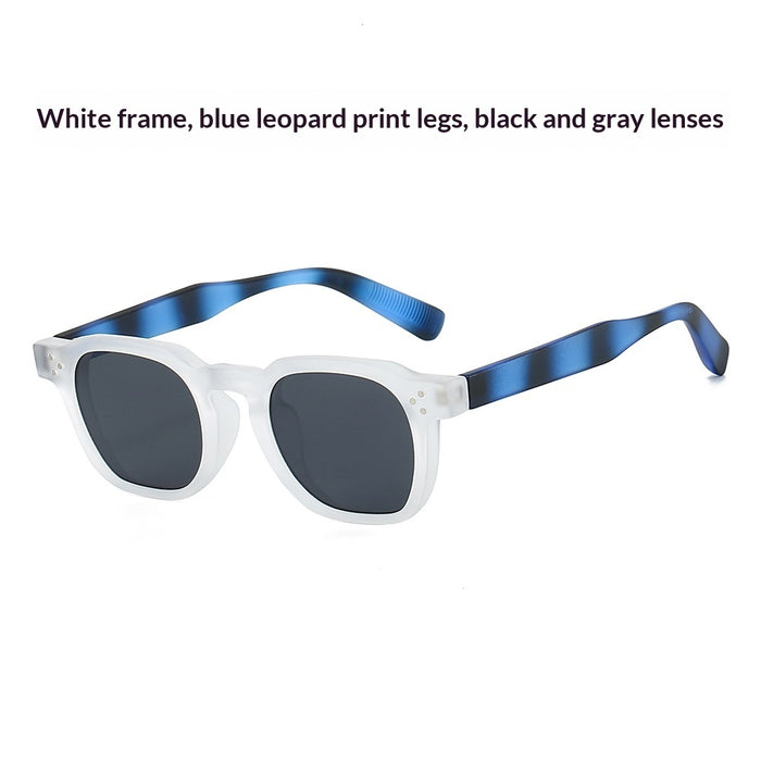 White Frame Blue Leopard