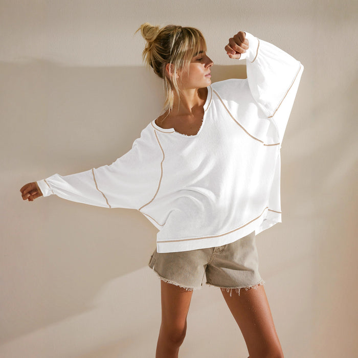 Womens V-neck Knit Sweater Casual Style by Ricaloux